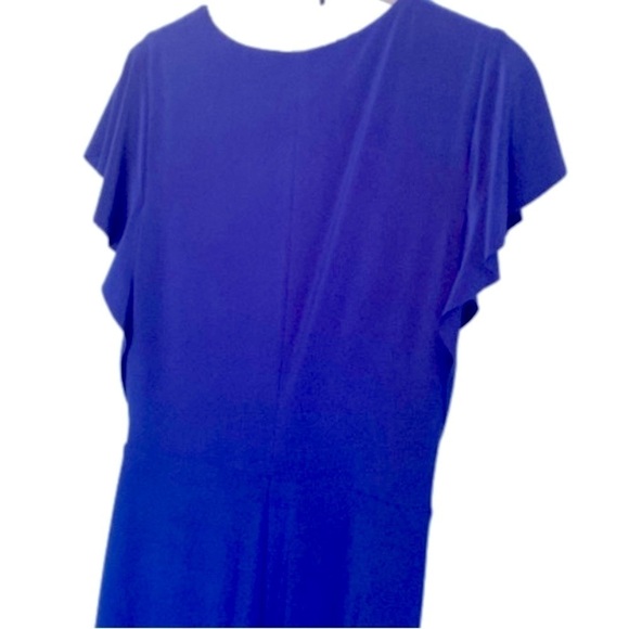 Ralph Lauren Parisian Ruched Floor Length Gown Size 8 Wrap Style Rhinestone Blue - Picture 7 of 12